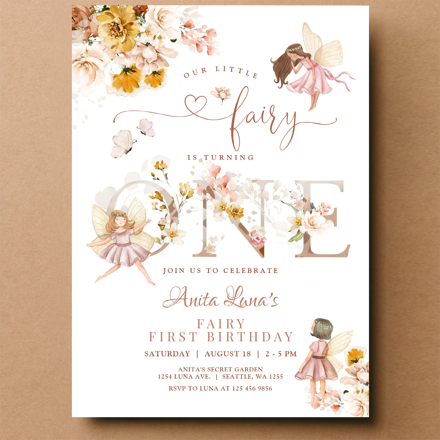 Fairy Butterfly Magical Wildflower 1st Birthday Invitation - Image 14