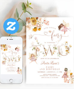 Fairy Butterfly Magical Wildflower 2nd Birthday Invitation