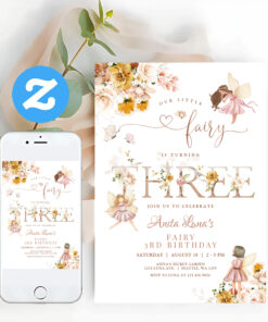 Fairy Butterfly Magical Wildflower 3rd Birthday Invitation