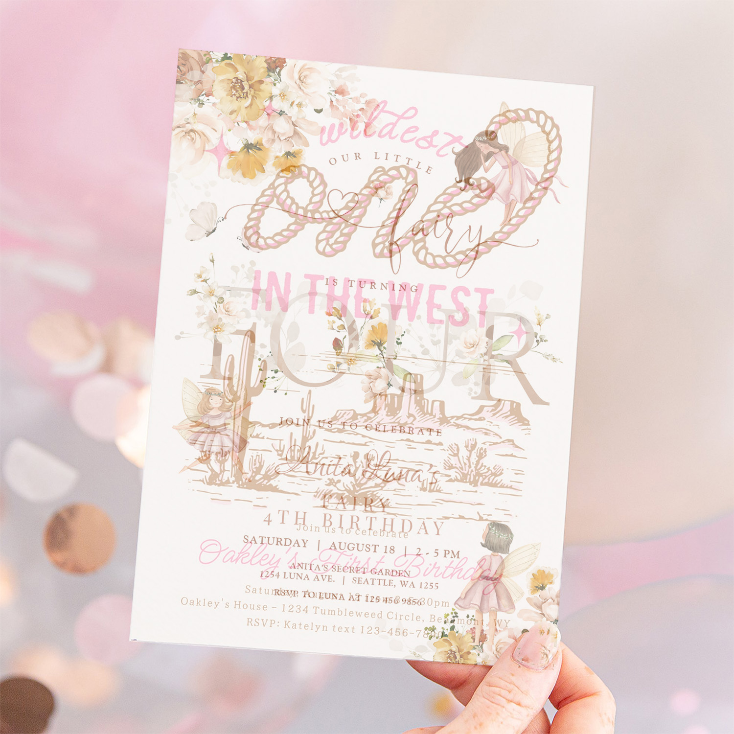 Fairy Butterfly Magical Wildflower 4th Birthday Invitation - Image 12
