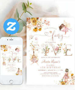 Fairy Butterfly Magical Wildflower 5th Birthday Invitation