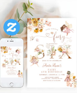 Fairy Butterfly Magical Wildflower 6th Birthday Invitation