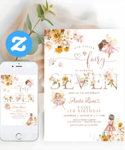 Fairy Butterfly Magical Wildflower 7th Birthday Invitation