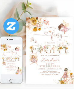 Fairy Butterfly Magical Wildflower 8th Birthday Invitation