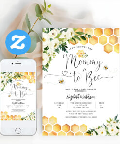 Gender Neutral Mommy To Bee Baby Shower Invitation