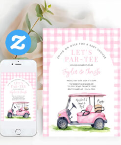 Girl Golf Lets Par Tee Tee Time Baby Shower Invitation