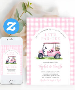 Girl Golf Lets Par Tee Tee Time Baby Shower Invitation