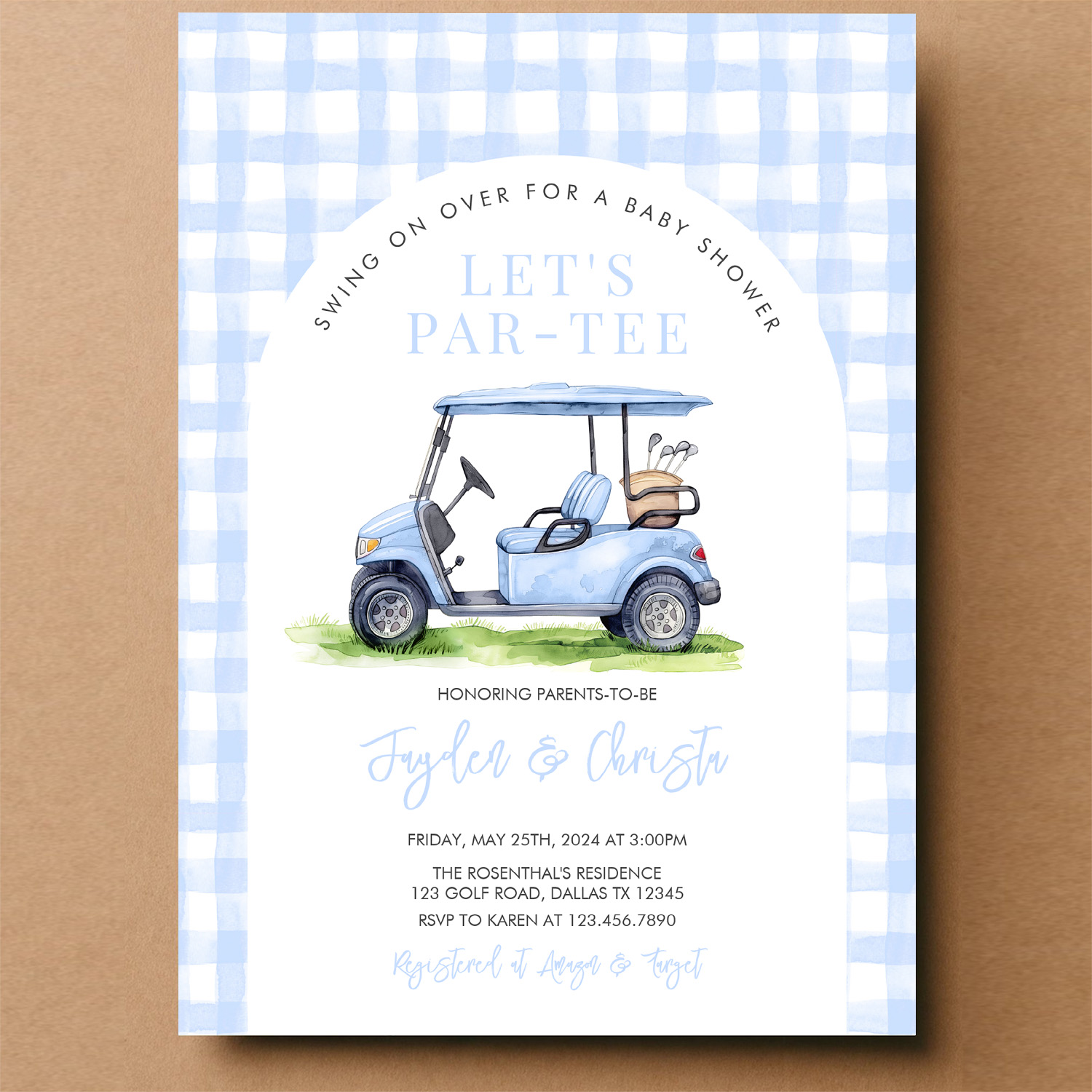 Golf Lets Par Tee Tee Time Baby Shower Invitation - Image 14