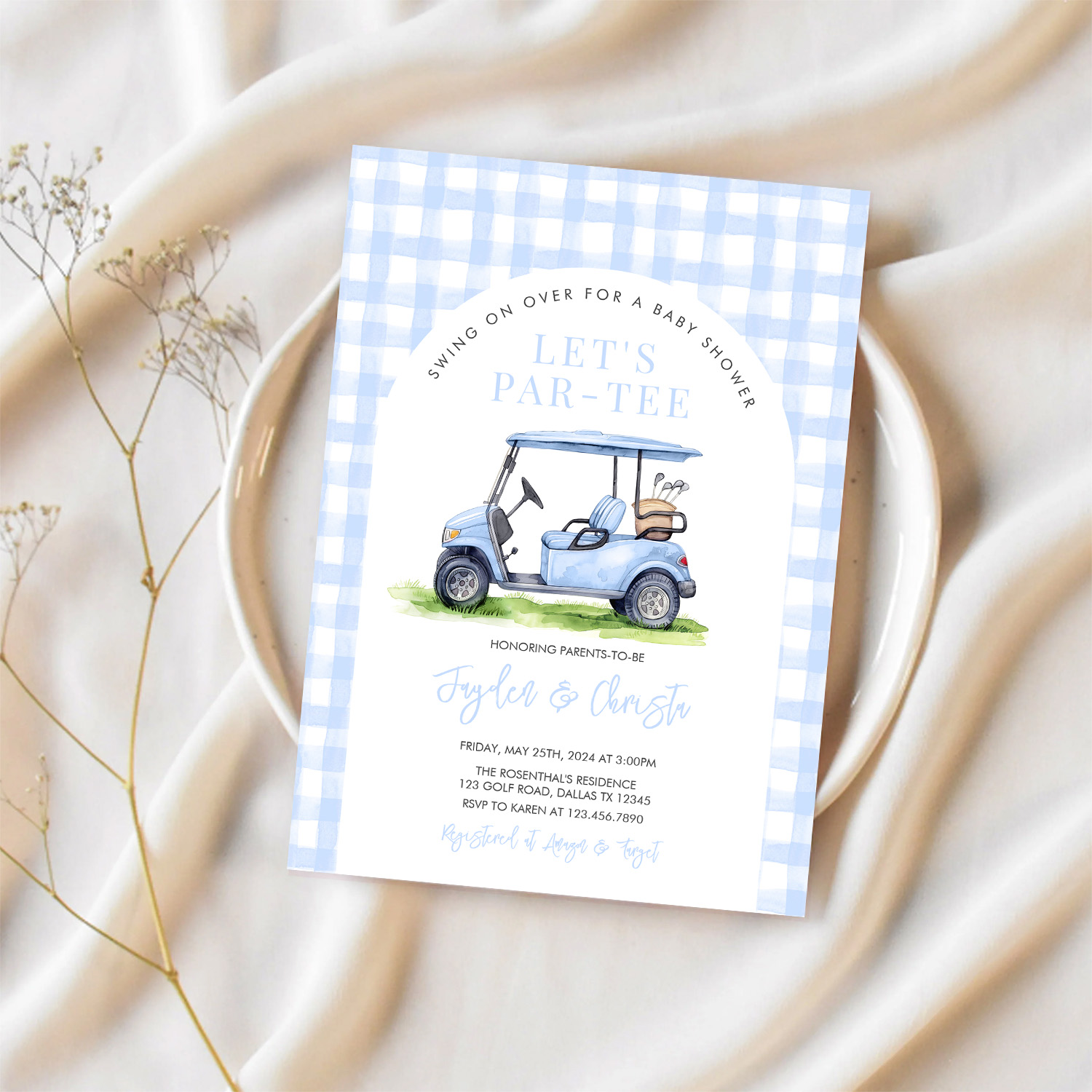 Golf Lets Par Tee Tee Time Baby Shower Invitation - Image 2