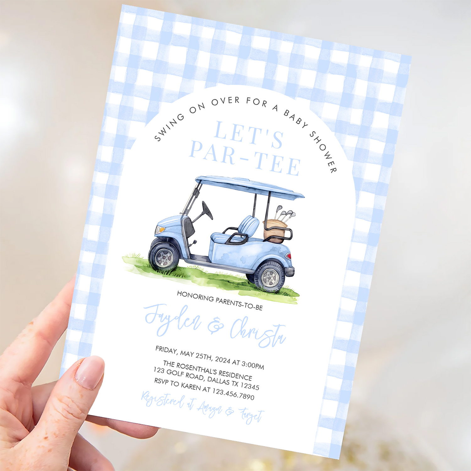 Golf Lets Par Tee Tee Time Baby Shower Invitation - Image 3