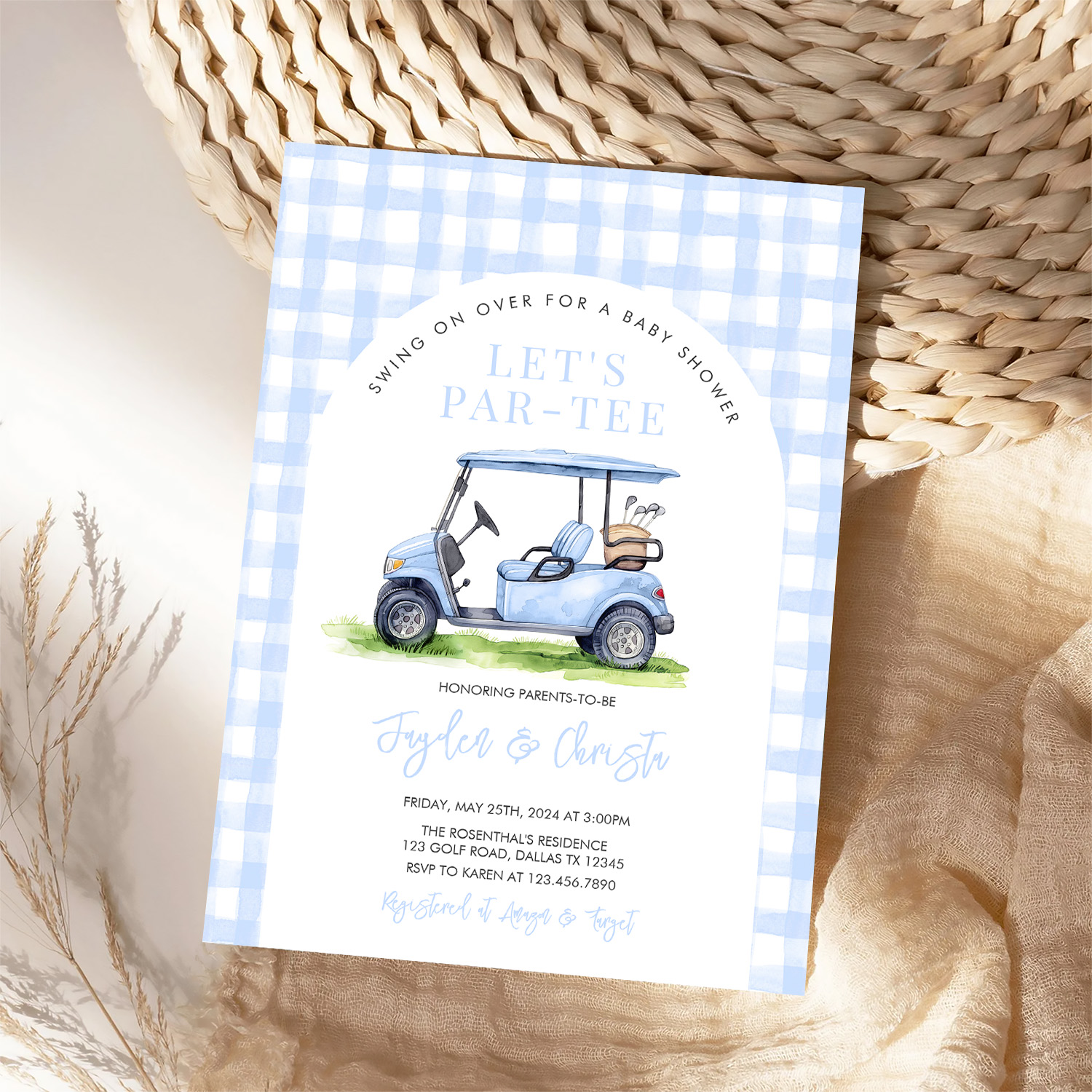 Golf Lets Par Tee Tee Time Baby Shower Invitation - Image 4