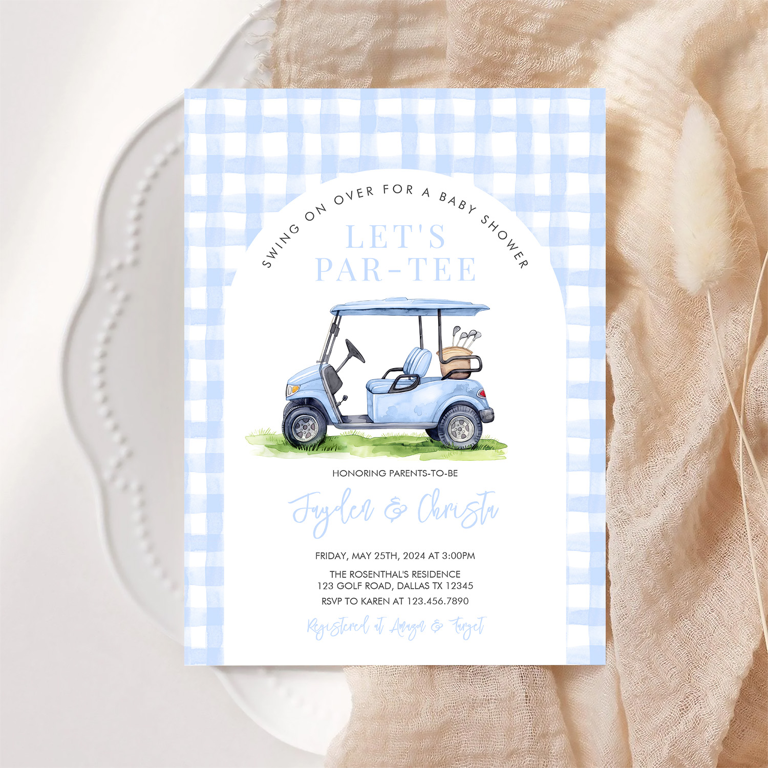 Golf Lets Par Tee Tee Time Baby Shower Invitation - Image 6