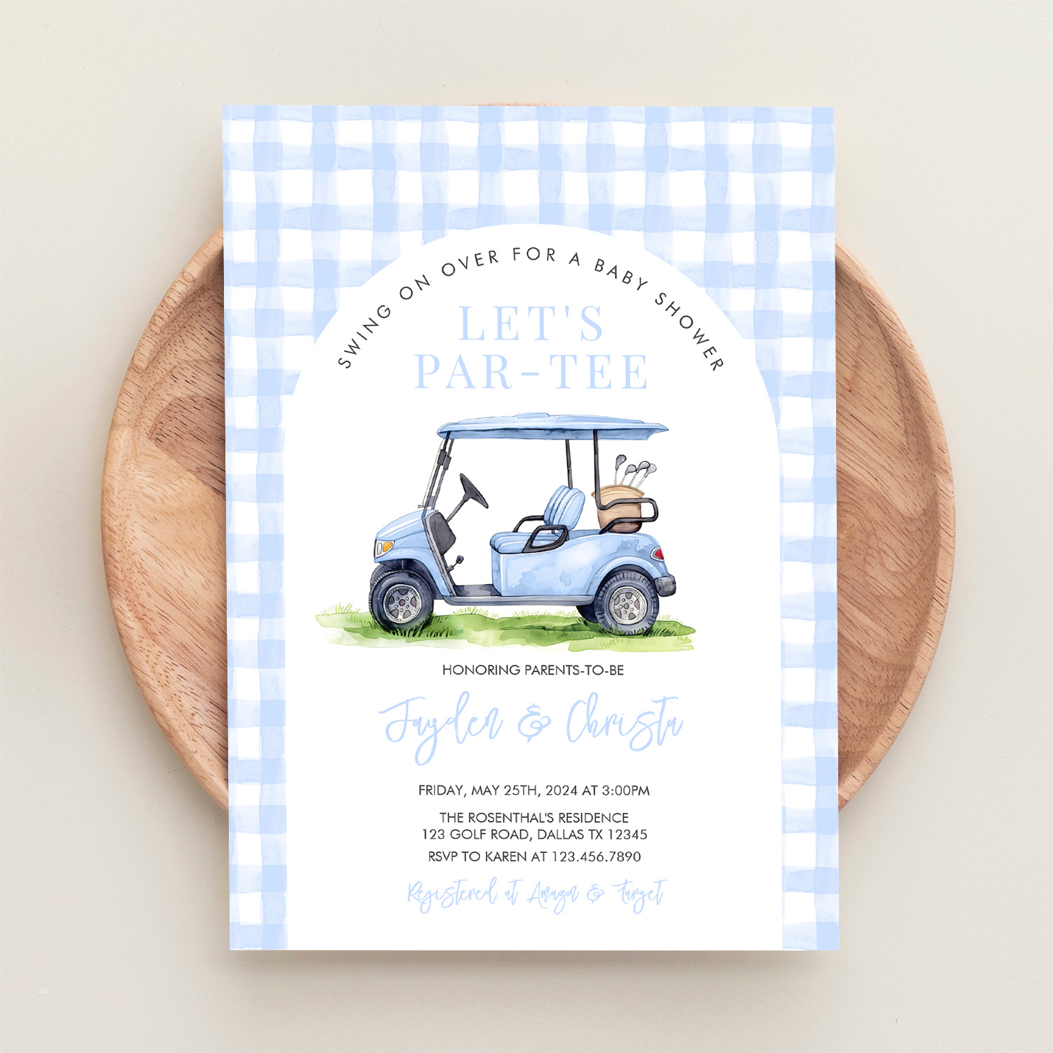 Golf Lets Par Tee Tee Time Baby Shower Invitation - Image 7
