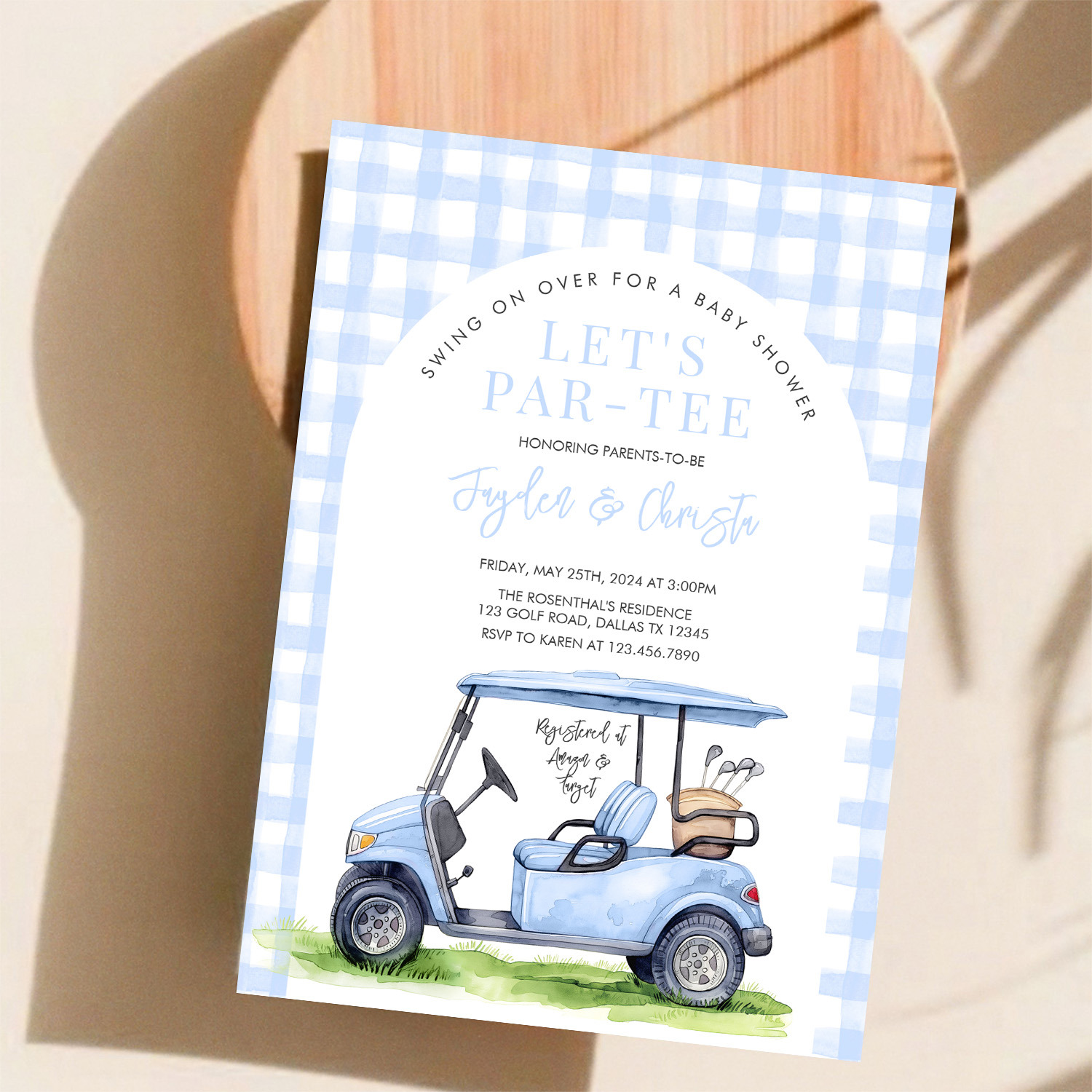 Golf Lets Par Tee Tee Time Baby Shower Invitation - Image 11