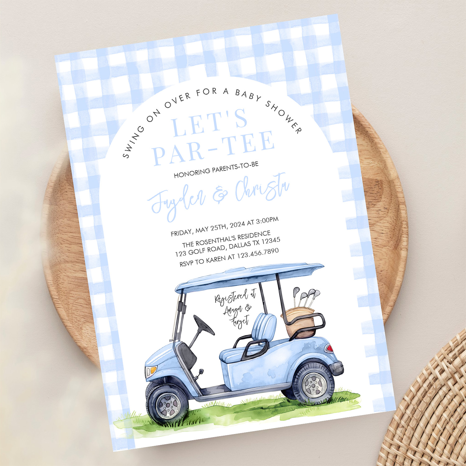 Golf Lets Par Tee Tee Time Baby Shower Invitation - Image 13