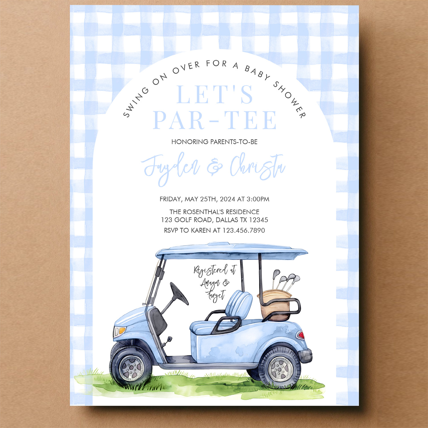 Golf Lets Par Tee Tee Time Baby Shower Invitation - Image 14