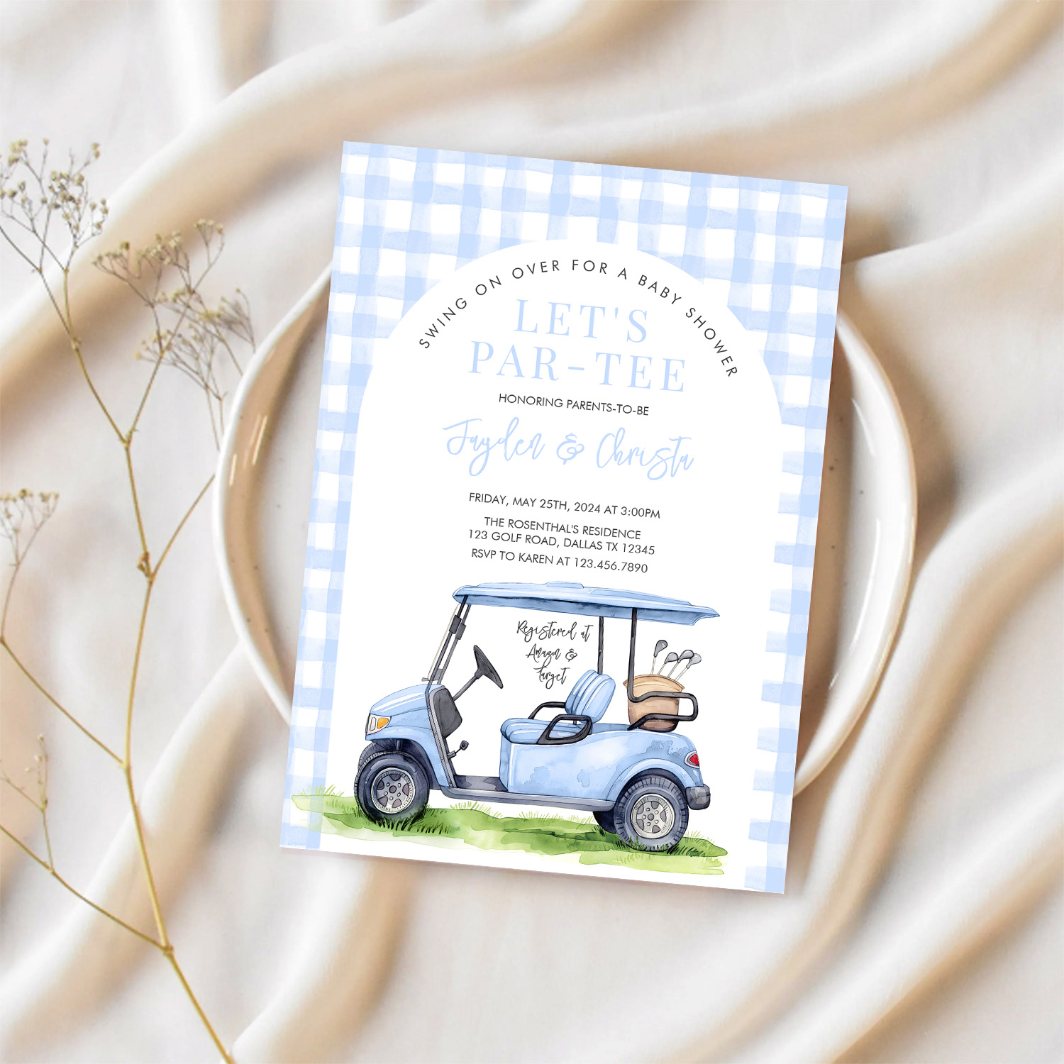 Golf Lets Par Tee Tee Time Baby Shower Invitation - Image 2