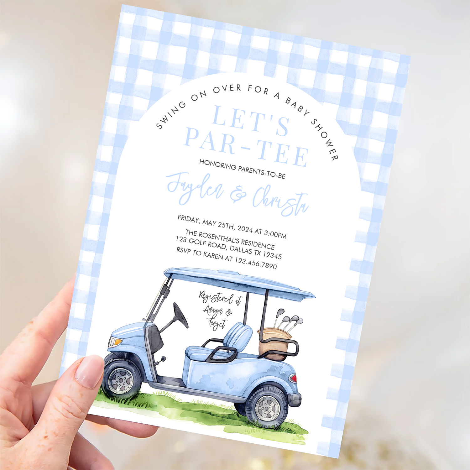 Golf Lets Par Tee Tee Time Baby Shower Invitation - Image 3