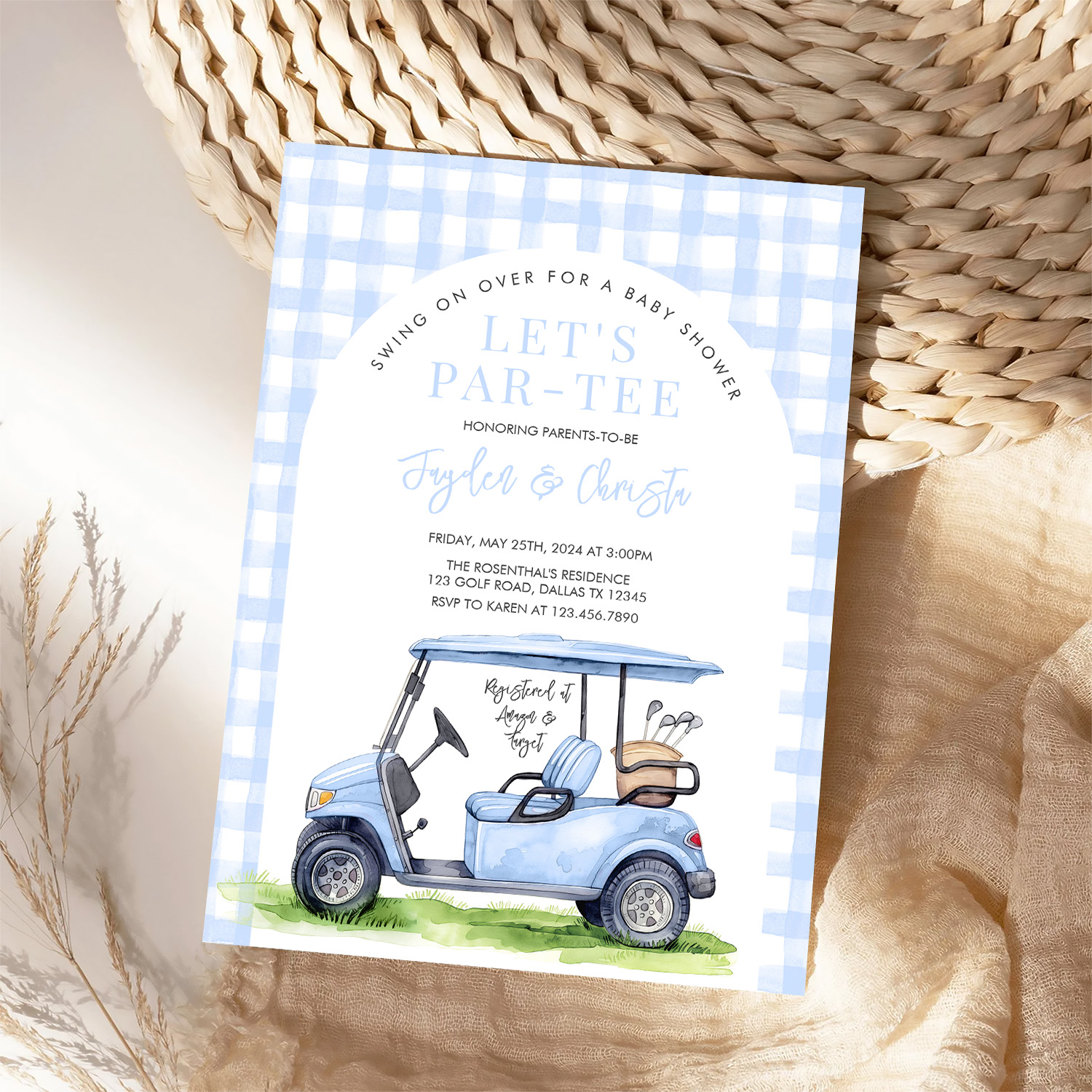 Golf Lets Par Tee Tee Time Baby Shower Invitation - Image 4