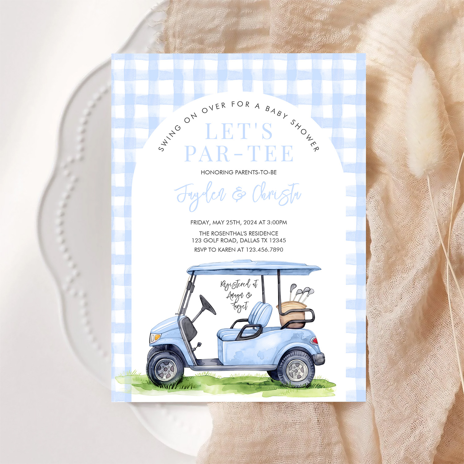 Golf Lets Par Tee Tee Time Baby Shower Invitation - Image 6