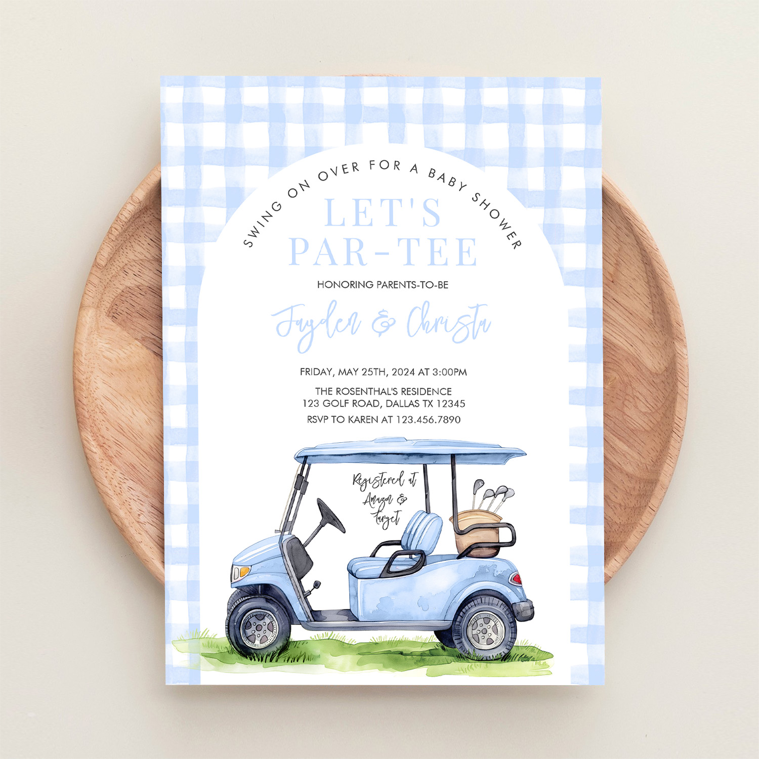 Golf Lets Par Tee Tee Time Baby Shower Invitation - Image 7
