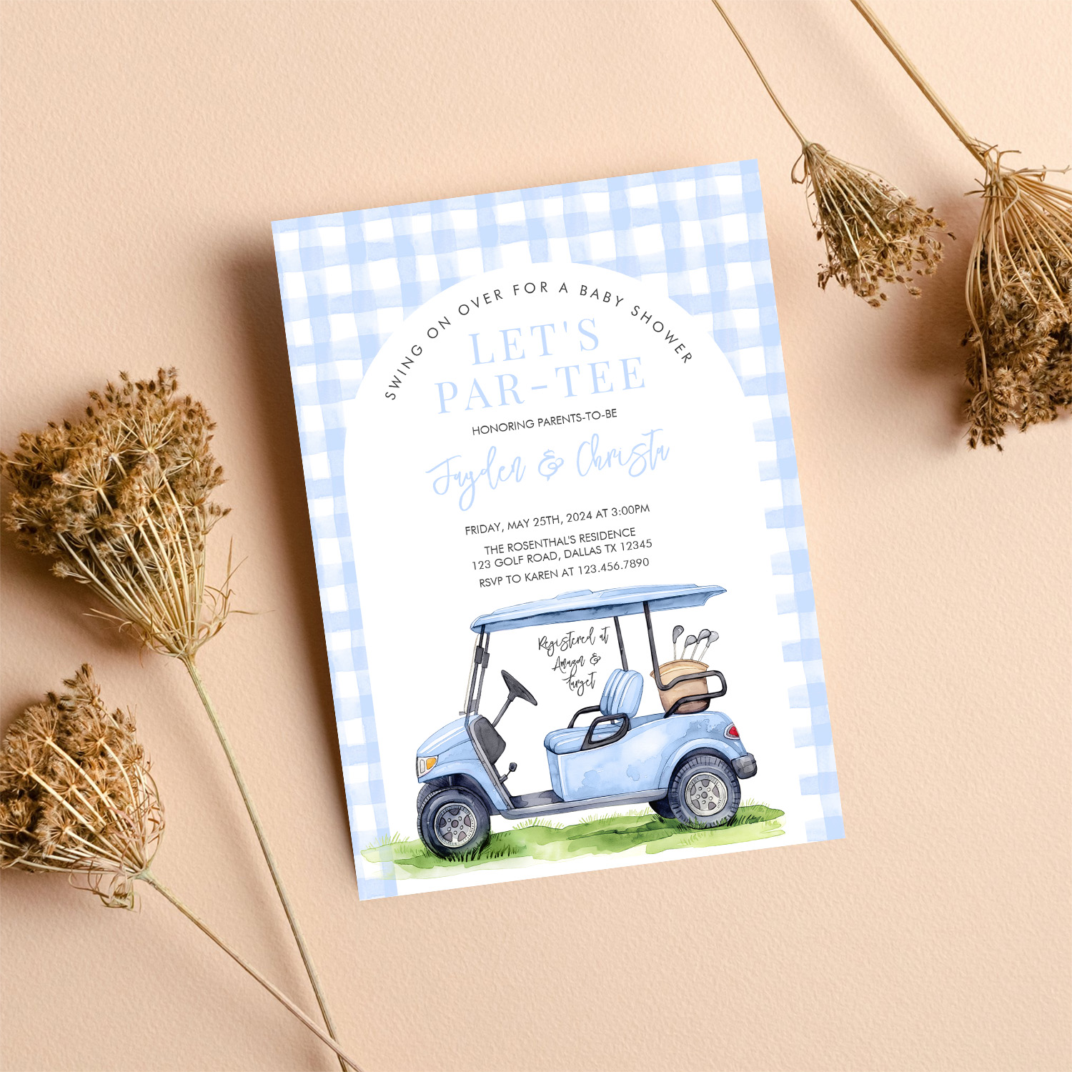 Golf Lets Par Tee Tee Time Baby Shower Invitation - Image 8