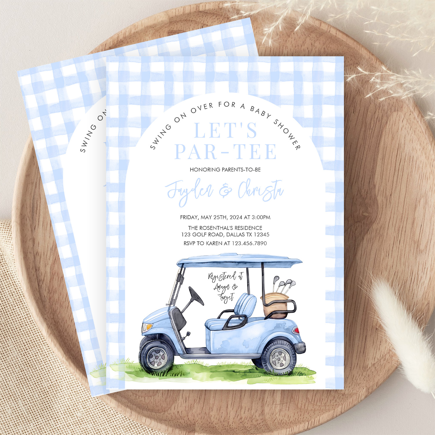 Golf Lets Par Tee Tee Time Baby Shower Invitation - Image 9