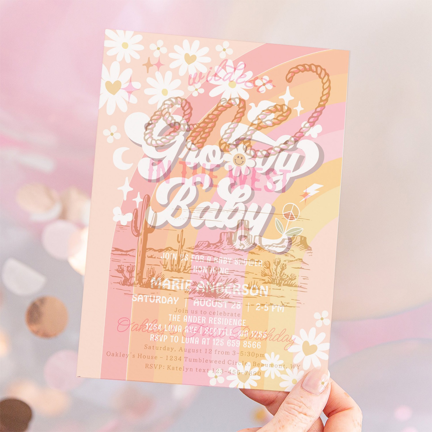 Groovy Baby Daisy Hippie 70S Retro Baby Shower Invitation - Image 12