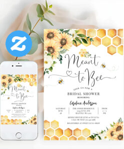 Meant To Bee Rustic Bridal Wedding Couple Shower Invitation