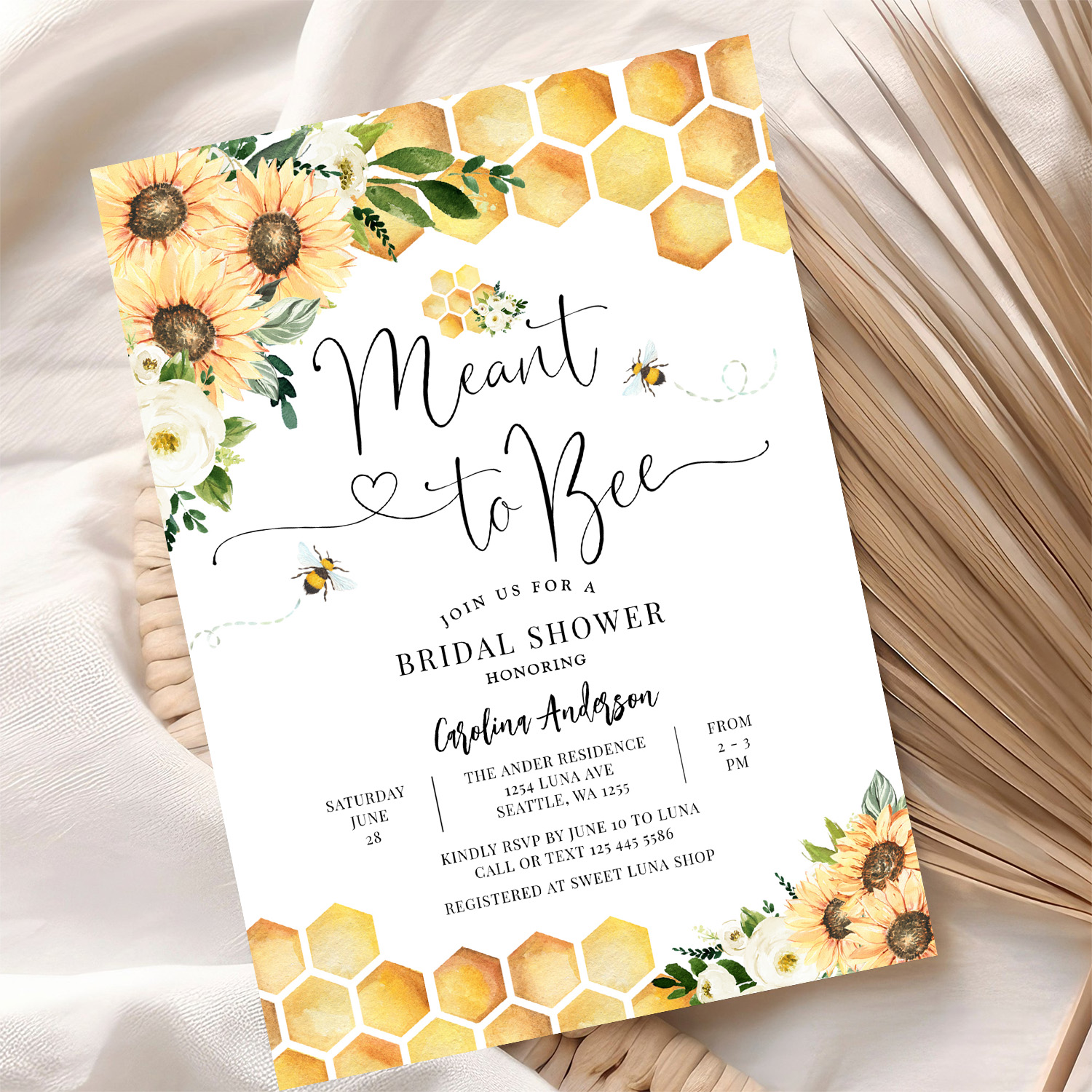 Meant To Bee Rustic Bridal Wedding Couple Shower Invitation - Image 10