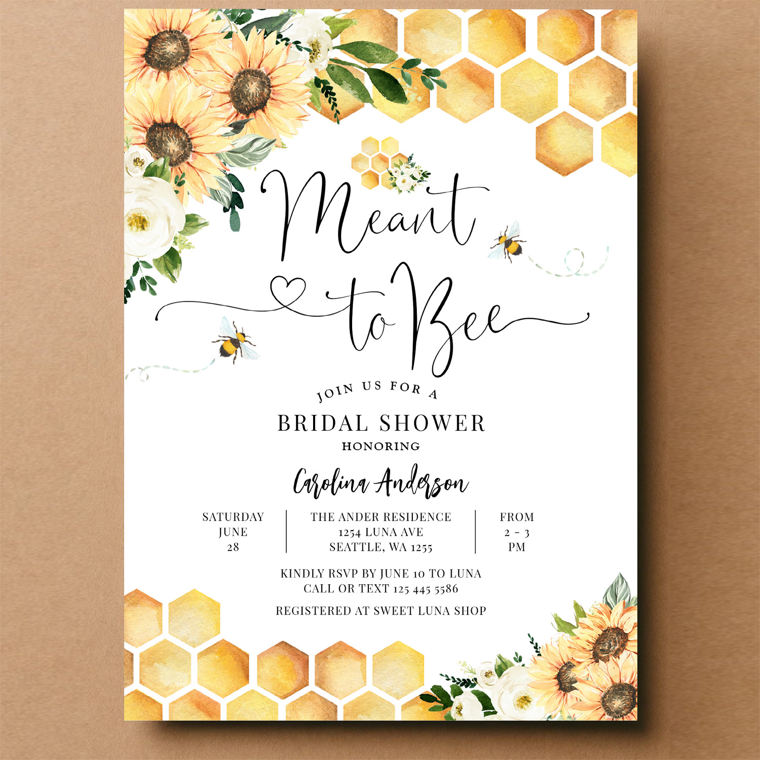 Meant To Bee Rustic Bridal Wedding Couple Shower Invitation - Image 14