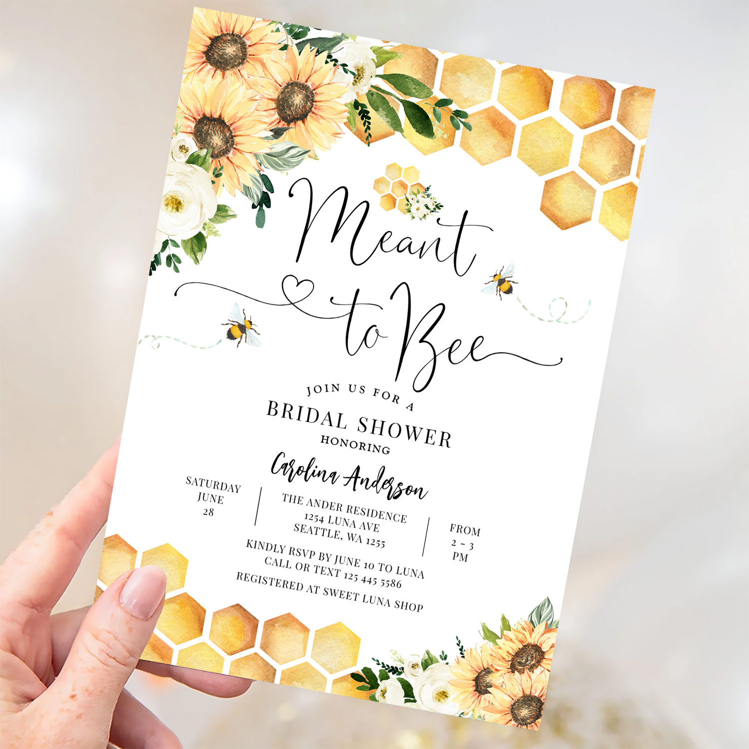 Meant To Bee Rustic Bridal Wedding Couple Shower Invitation - Image 3