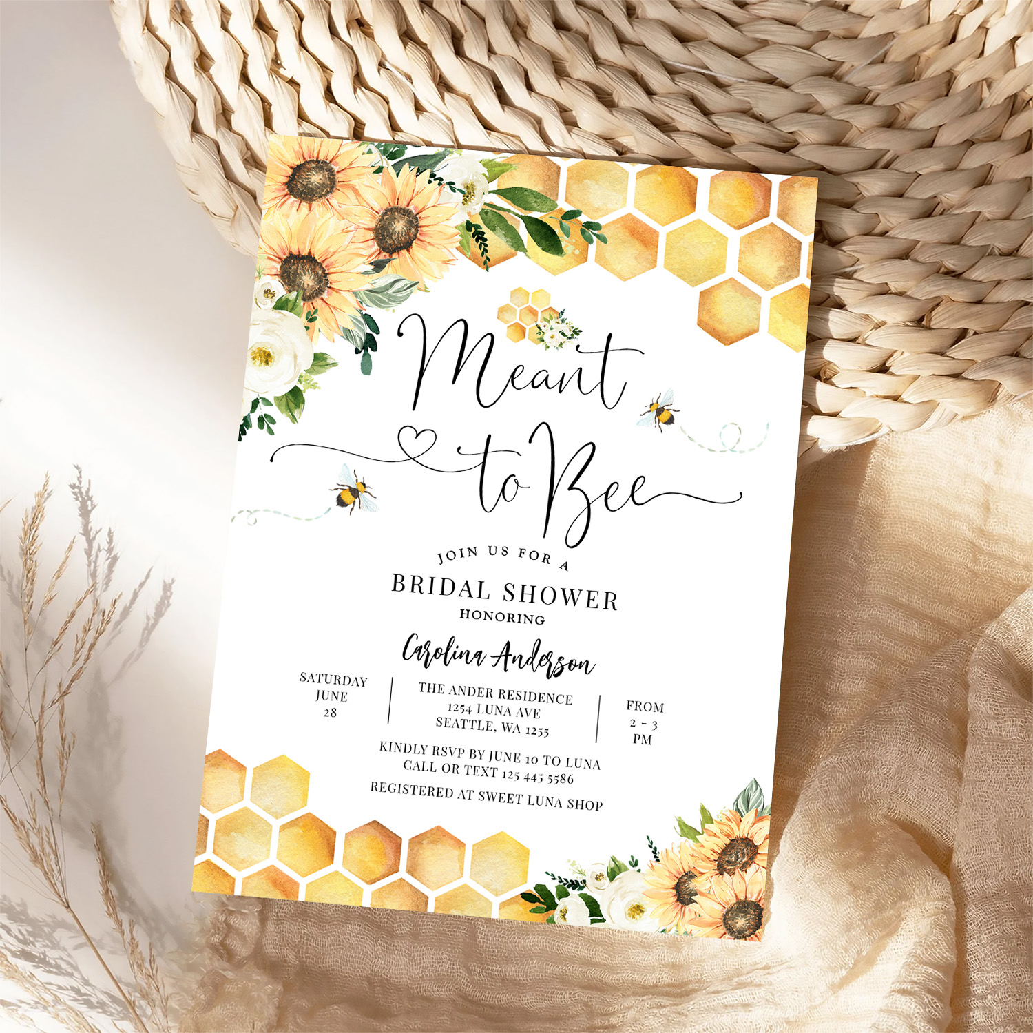 Meant To Bee Rustic Bridal Wedding Couple Shower Invitation - Image 4