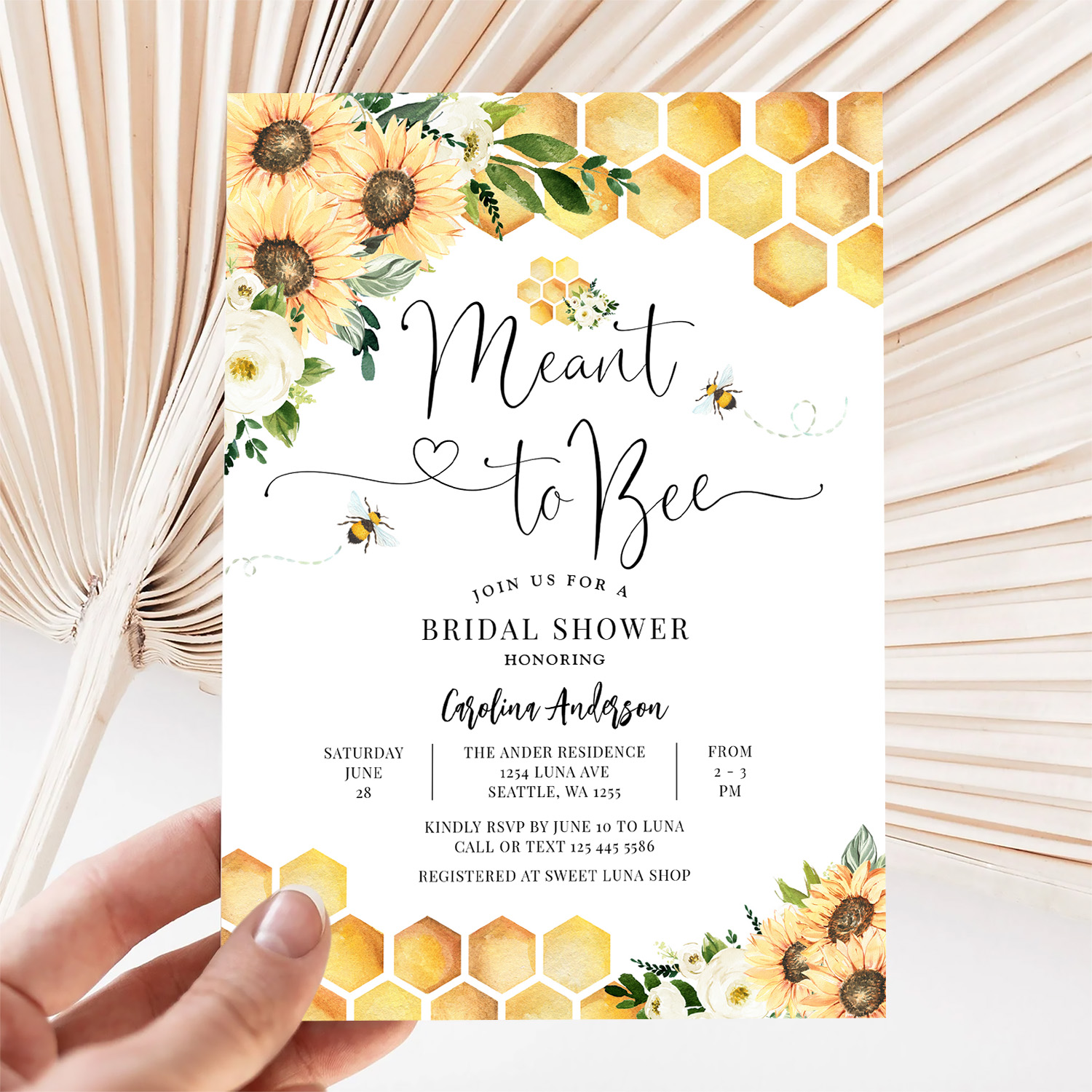 Meant To Bee Rustic Bridal Wedding Couple Shower Invitation - Image 5
