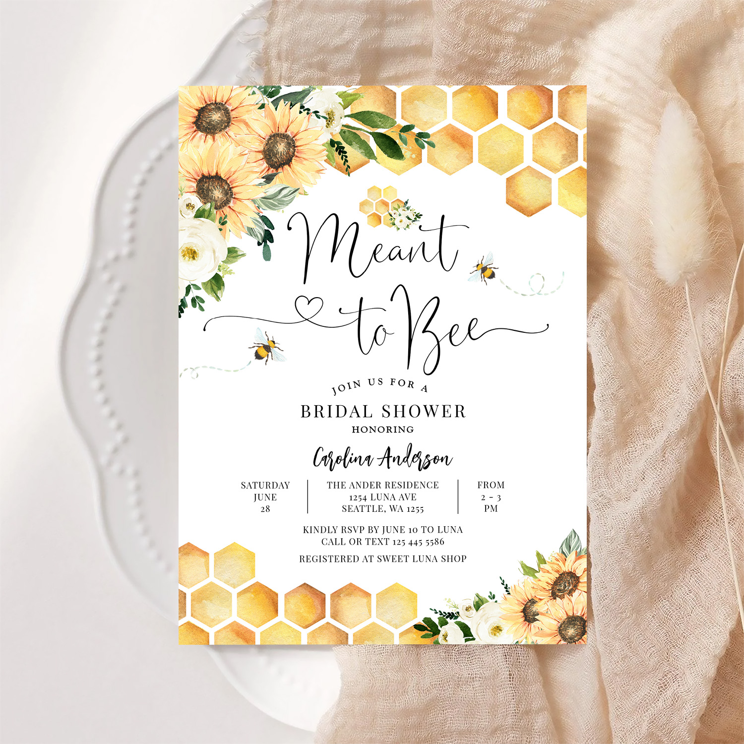 Meant To Bee Rustic Bridal Wedding Couple Shower Invitation - Image 6