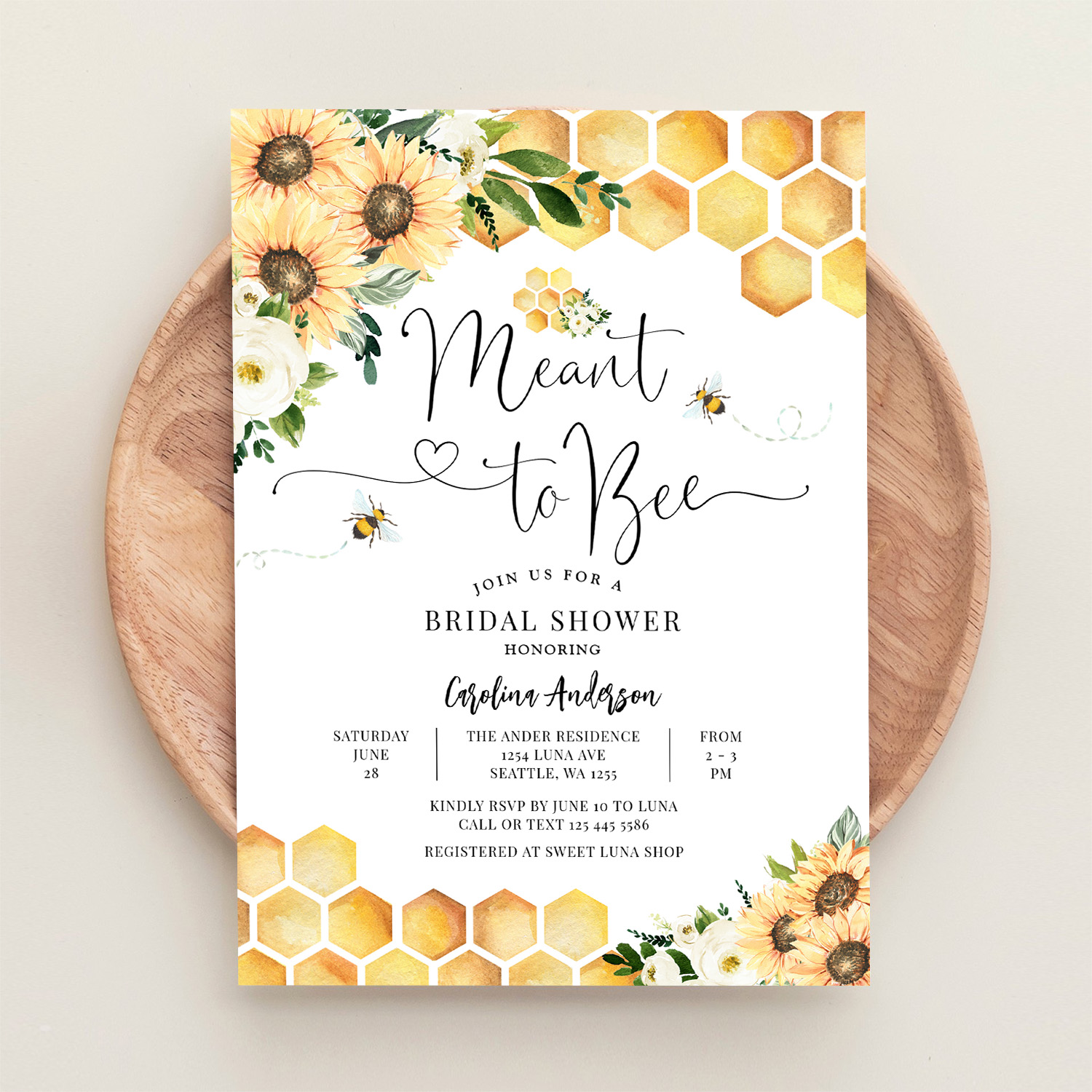 Meant To Bee Rustic Bridal Wedding Couple Shower Invitation - Image 7