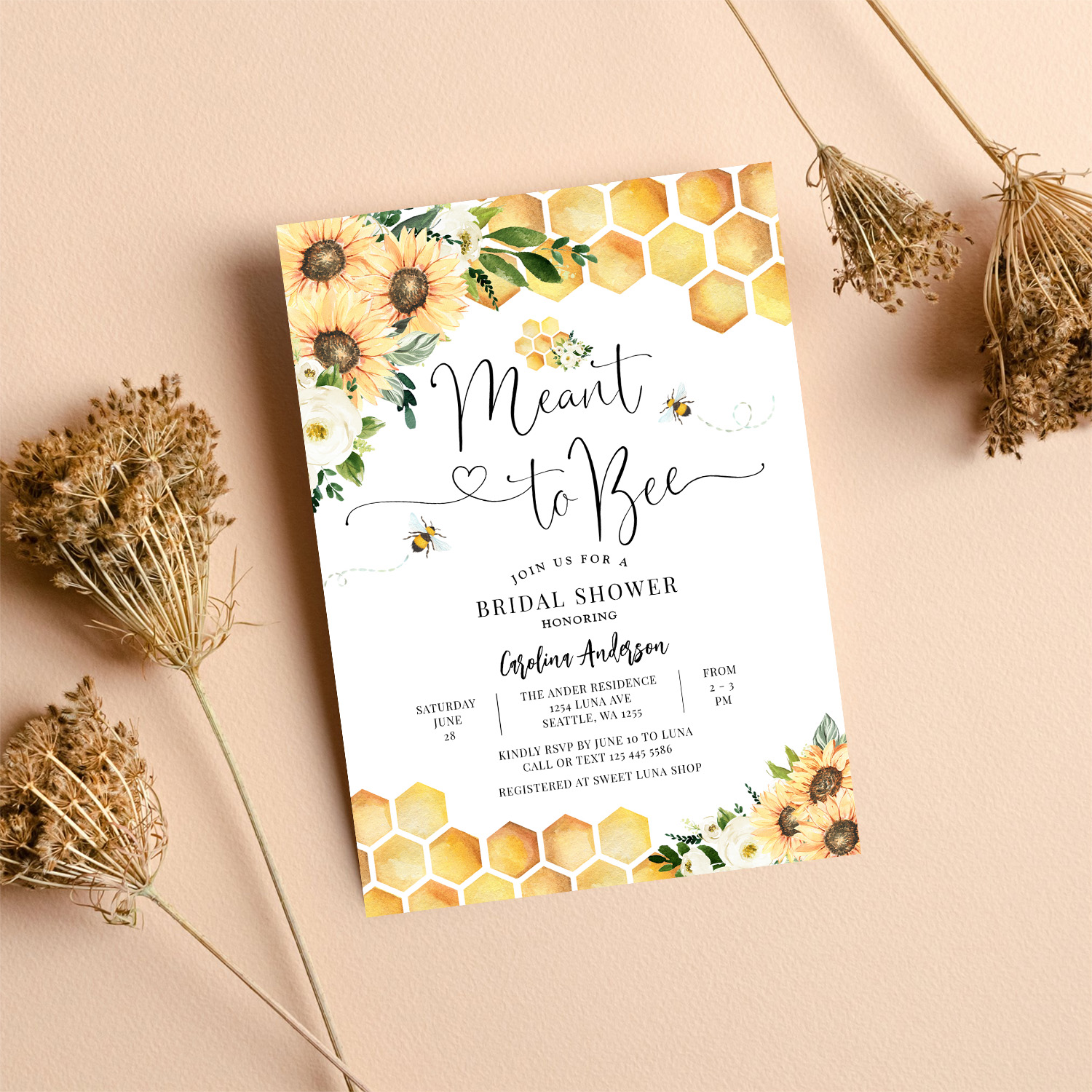 Meant To Bee Rustic Bridal Wedding Couple Shower Invitation - Image 8