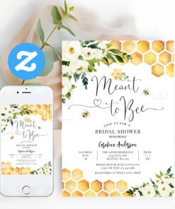 Meant To Bee Rustic Bridal Wedding Couple Shower Invitation