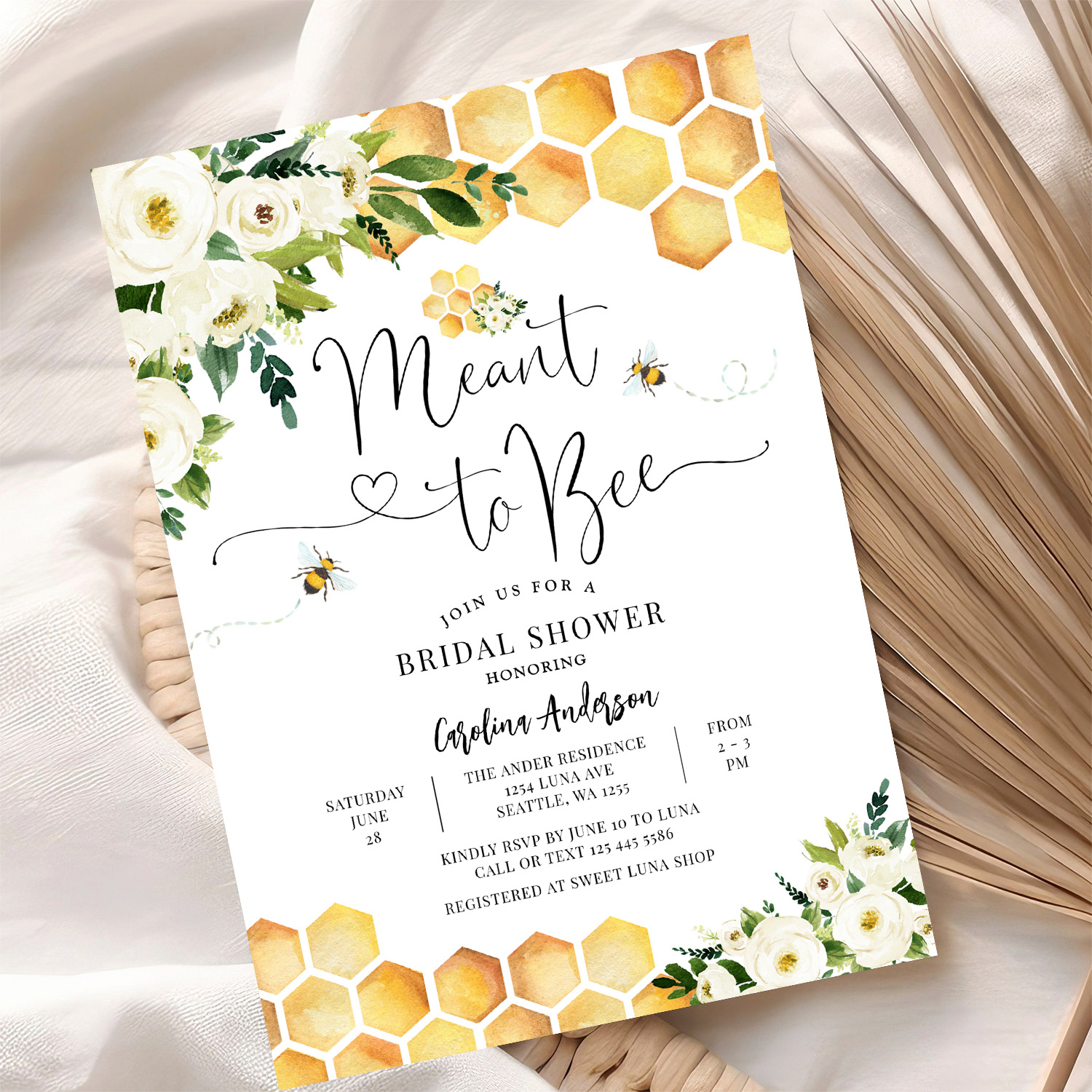 Meant To Bee Rustic Bridal Wedding Couple Shower Invitation - Image 10