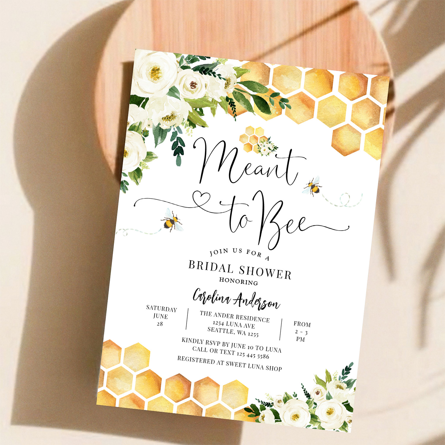Meant To Bee Rustic Bridal Wedding Couple Shower Invitation - Image 11