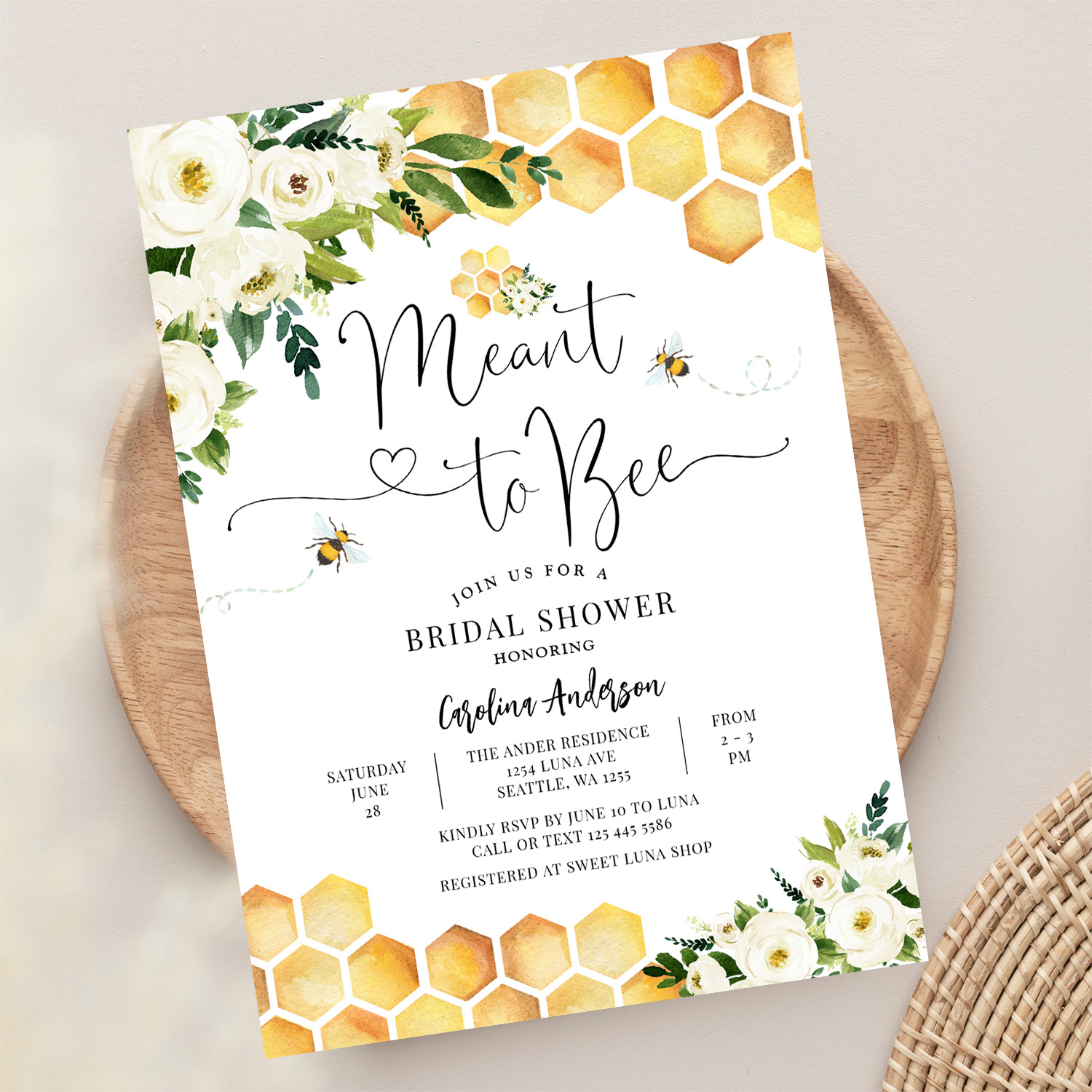 Meant To Bee Rustic Bridal Wedding Couple Shower Invitation - Image 13