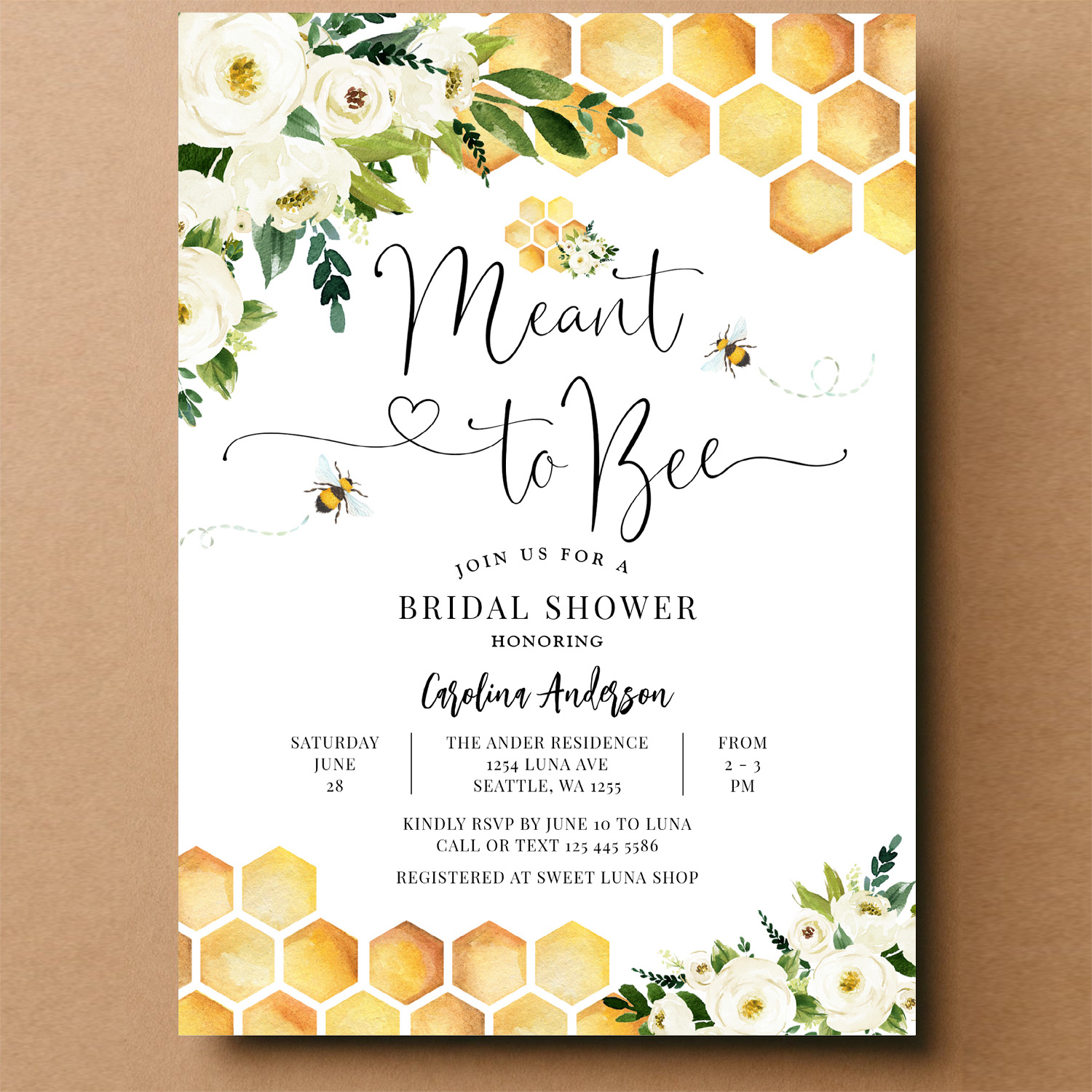 Meant To Bee Rustic Bridal Wedding Couple Shower Invitation - Image 14