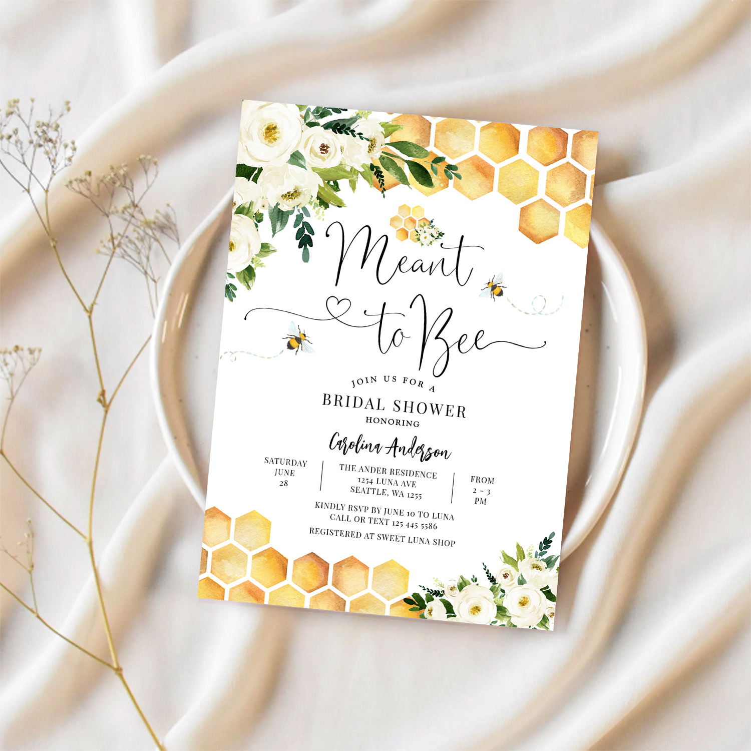 Meant To Bee Rustic Bridal Wedding Couple Shower Invitation - Image 2