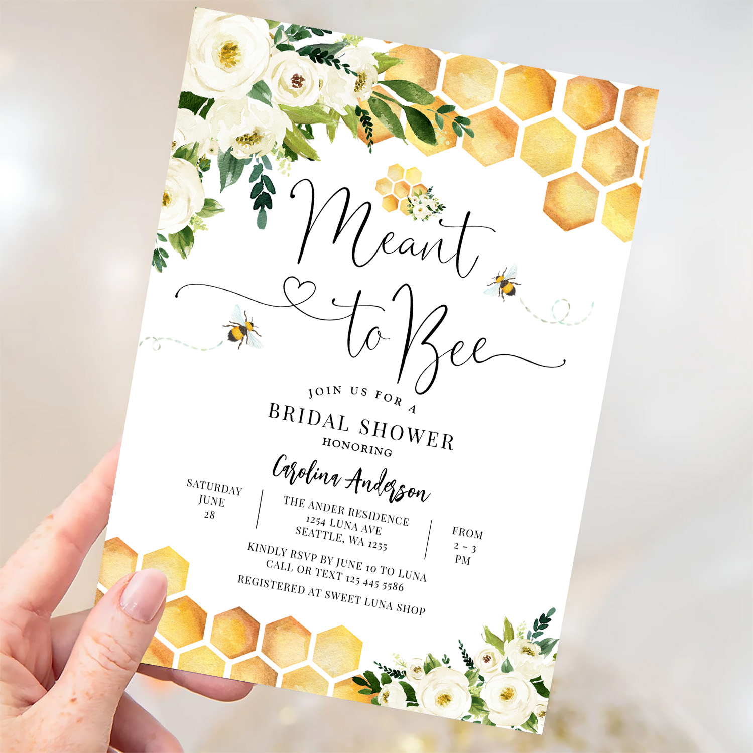 Meant To Bee Rustic Bridal Wedding Couple Shower Invitation - Image 3