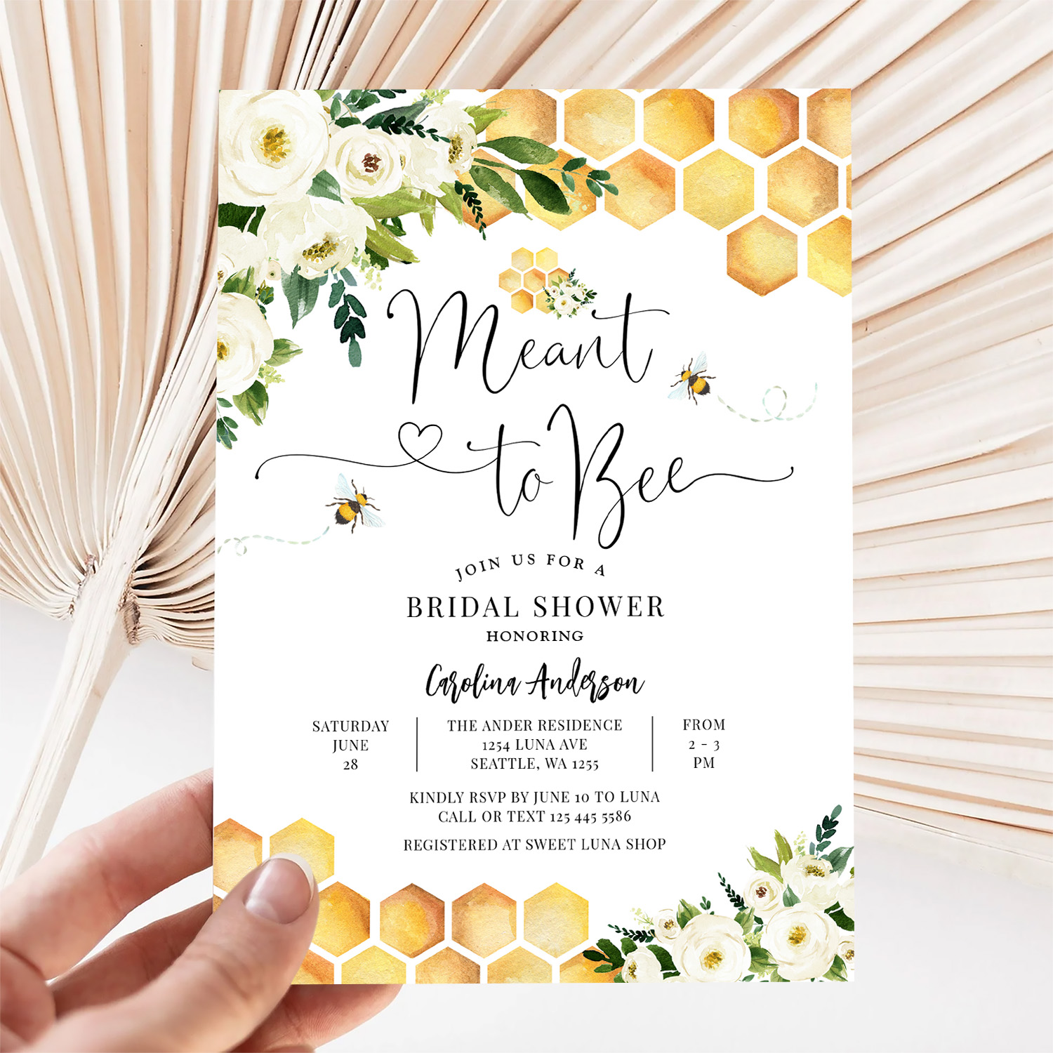 Meant To Bee Rustic Bridal Wedding Couple Shower Invitation - Image 5