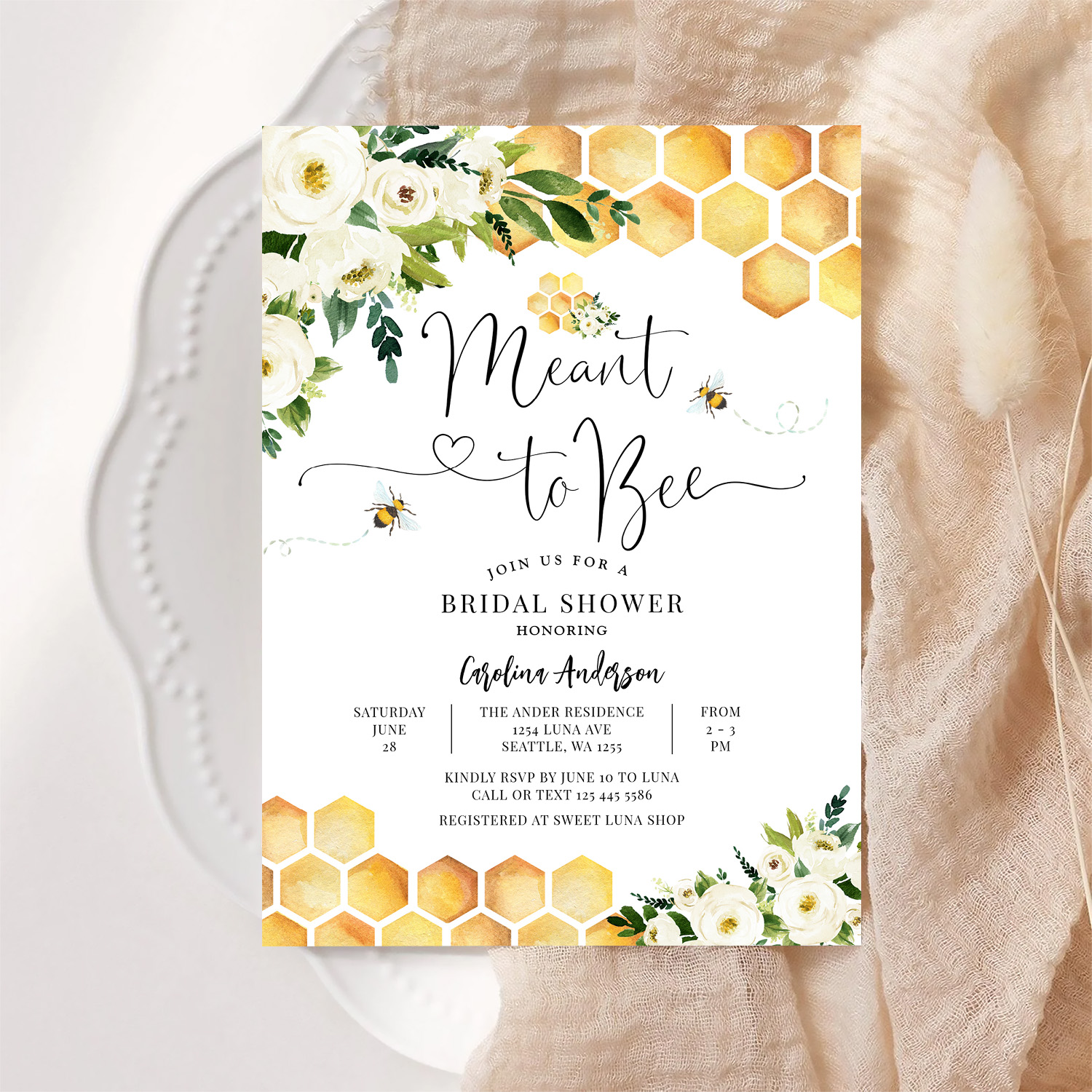 Meant To Bee Rustic Bridal Wedding Couple Shower Invitation - Image 6
