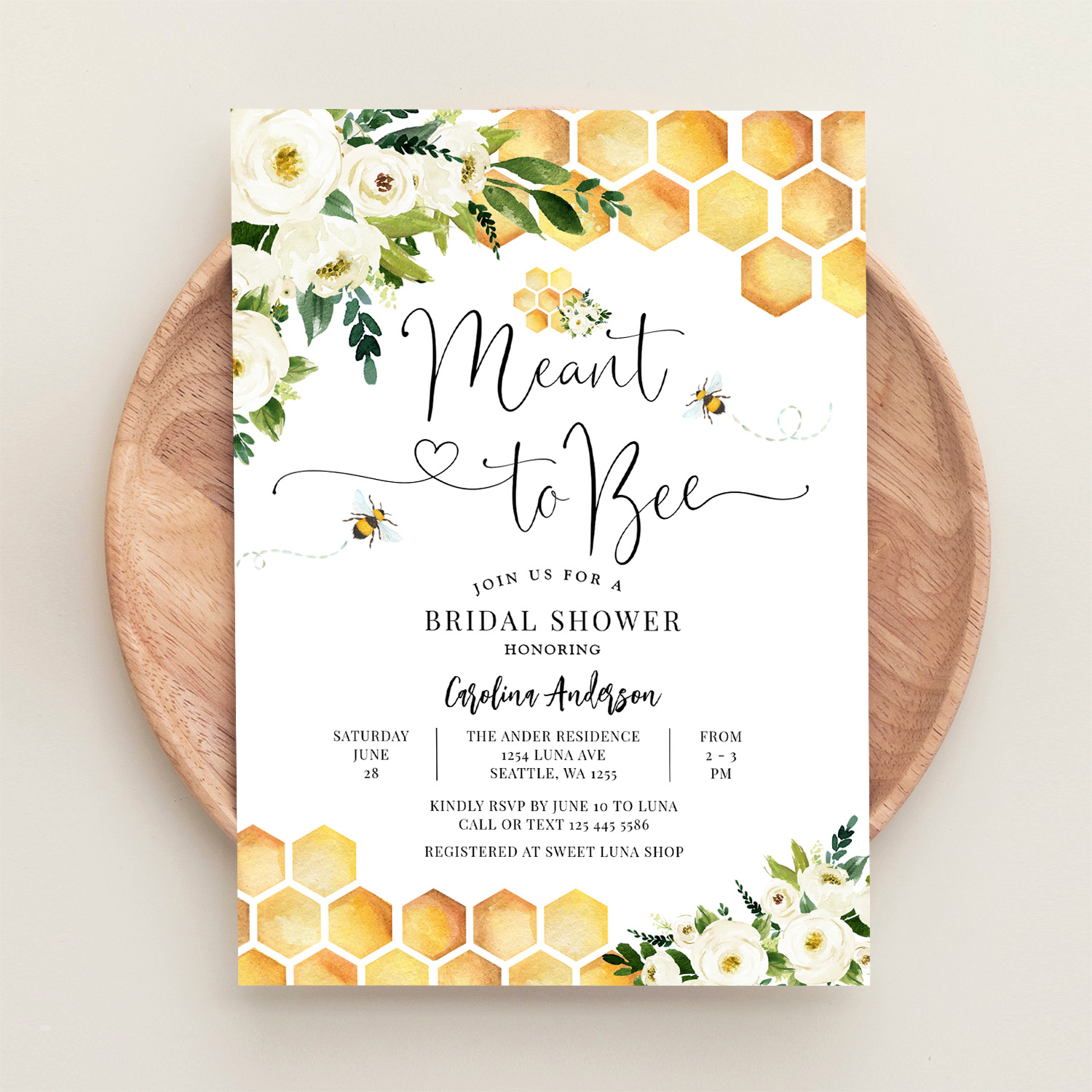 Meant To Bee Rustic Bridal Wedding Couple Shower Invitation - Image 7