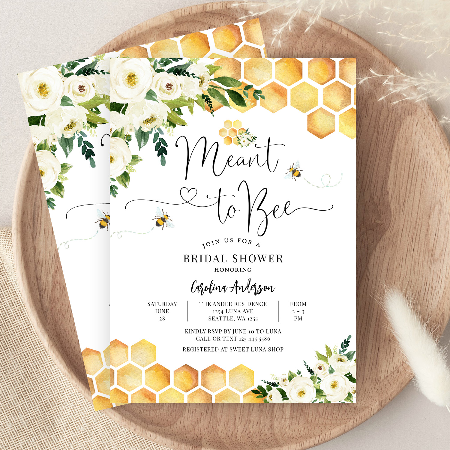Meant To Bee Rustic Bridal Wedding Couple Shower Invitation - Image 9