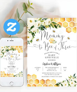 Mommy To Bee Of Three Baby Sprinkle Shower Invitation