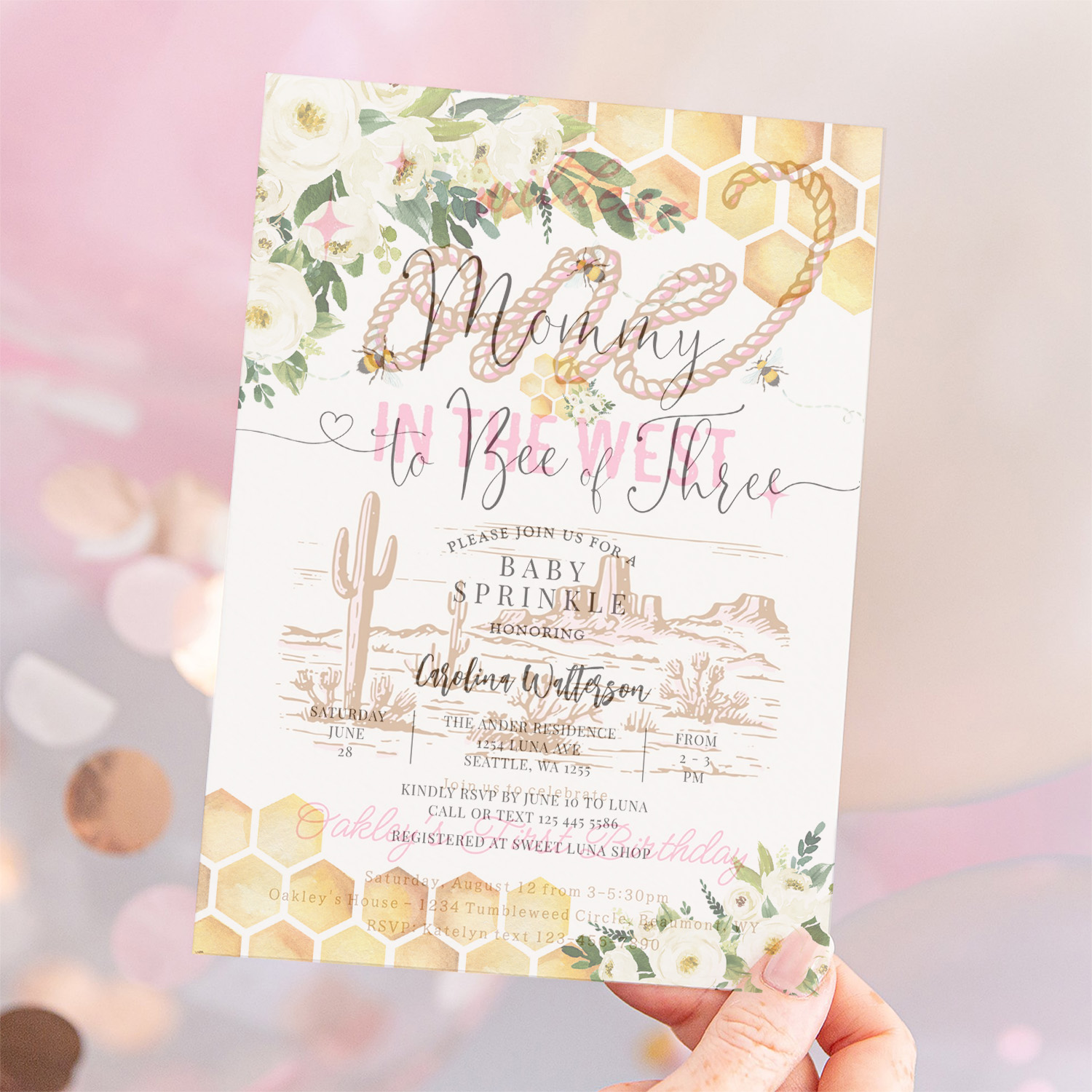 Mommy To Bee Of Three Baby Sprinkle Shower Invitation - Image 12